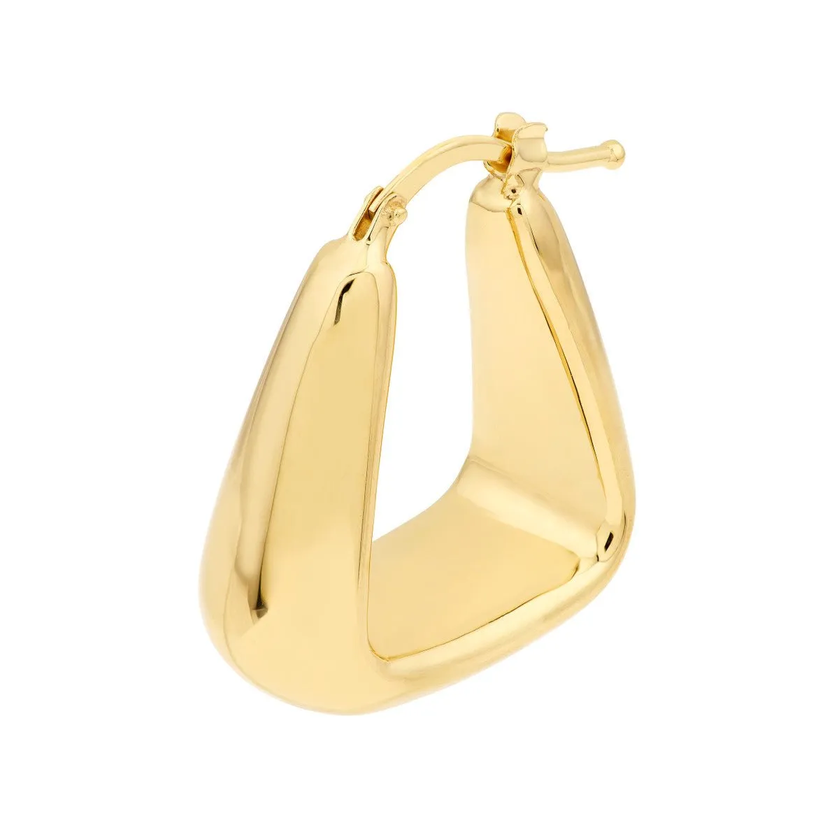 14K Yellow Gold Puff Tapered Squared Off Hoop Earrings