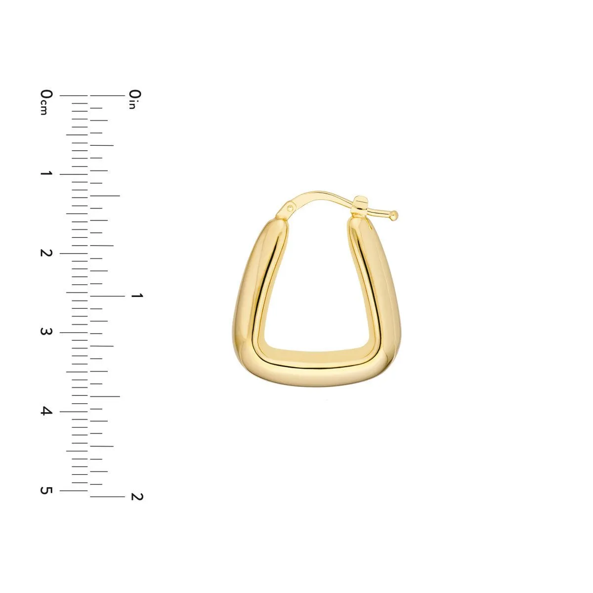 14K Yellow Gold Puff Tapered Squared Off Hoop Earrings