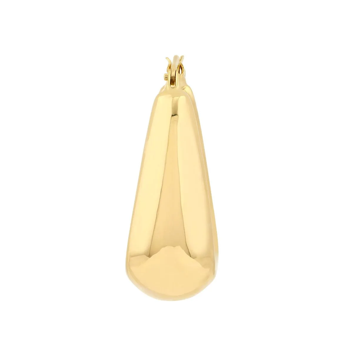 14K Yellow Gold Puff Tapered Squared Off Hoop Earrings