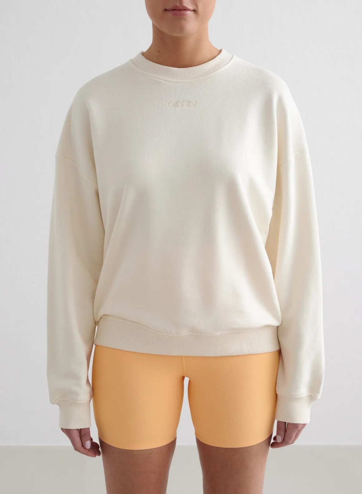 Almond White Terry Sweatshirt