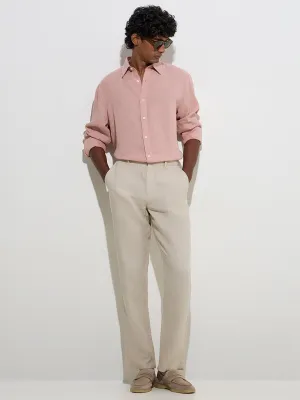 Ascot Light Pink Solid Relaxed-Fit Linen Shirt