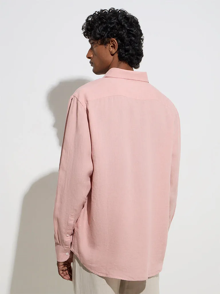 Ascot Light Pink Solid Relaxed-Fit Linen Shirt