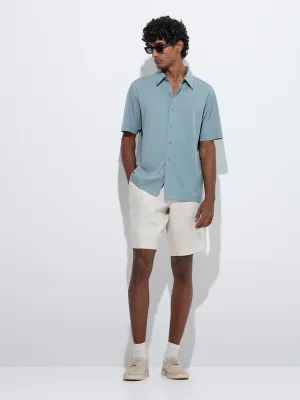 Ascot Teal Solid Relaxed-Fit Shirt