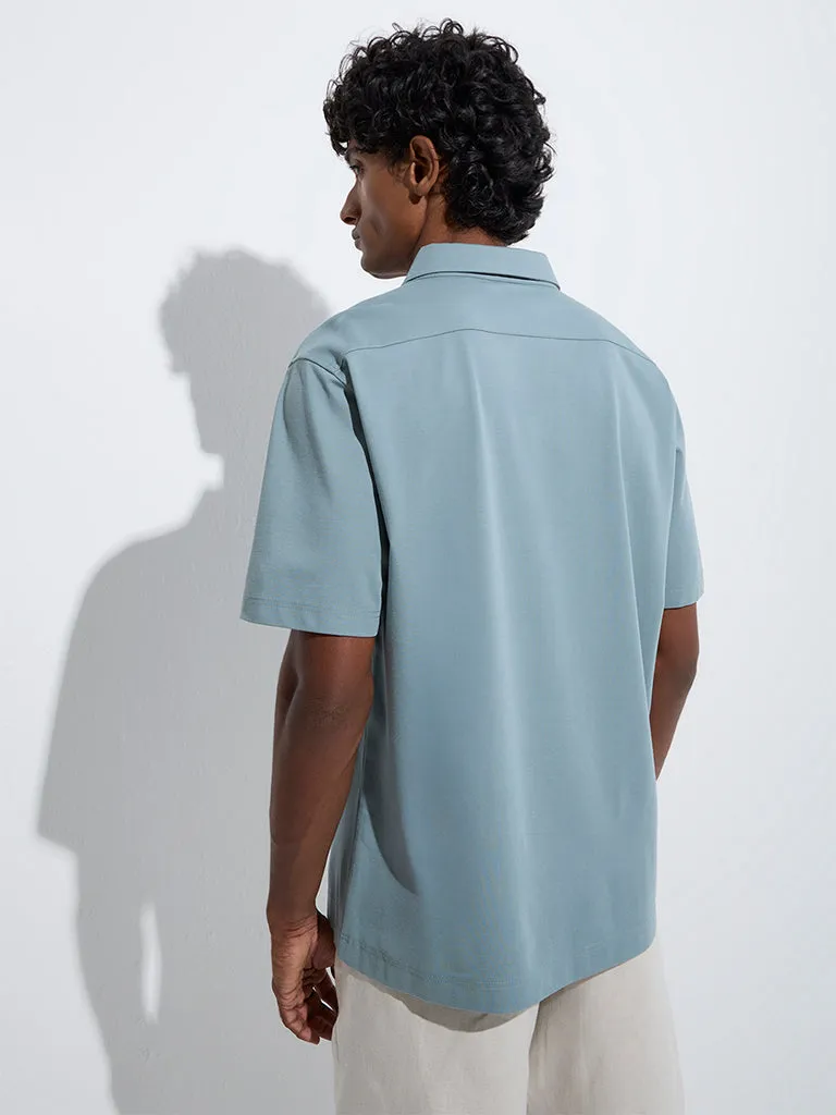 Ascot Teal Solid Relaxed-Fit Shirt