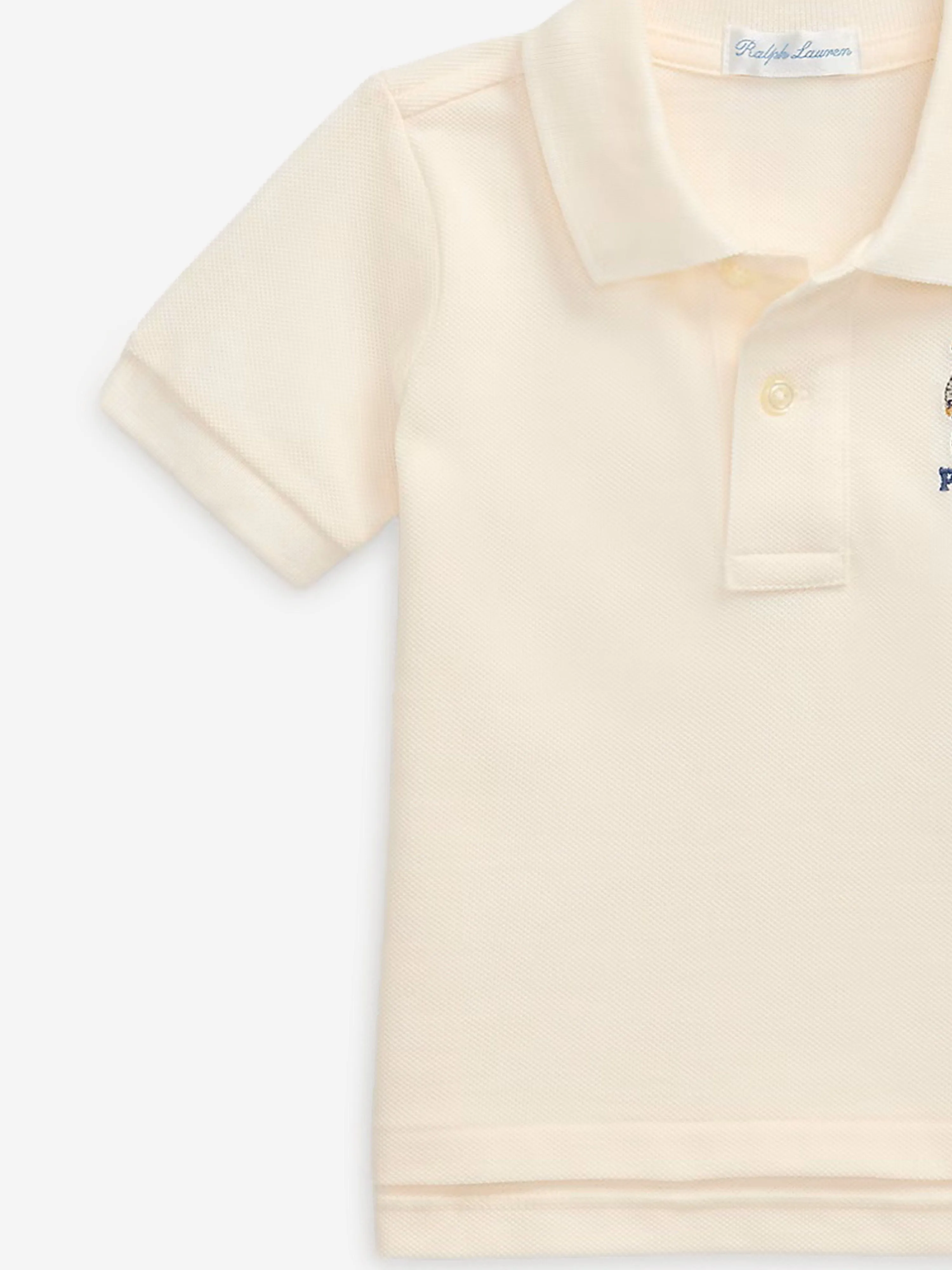 Baby Boys Bear Polo Shirt in Ivory