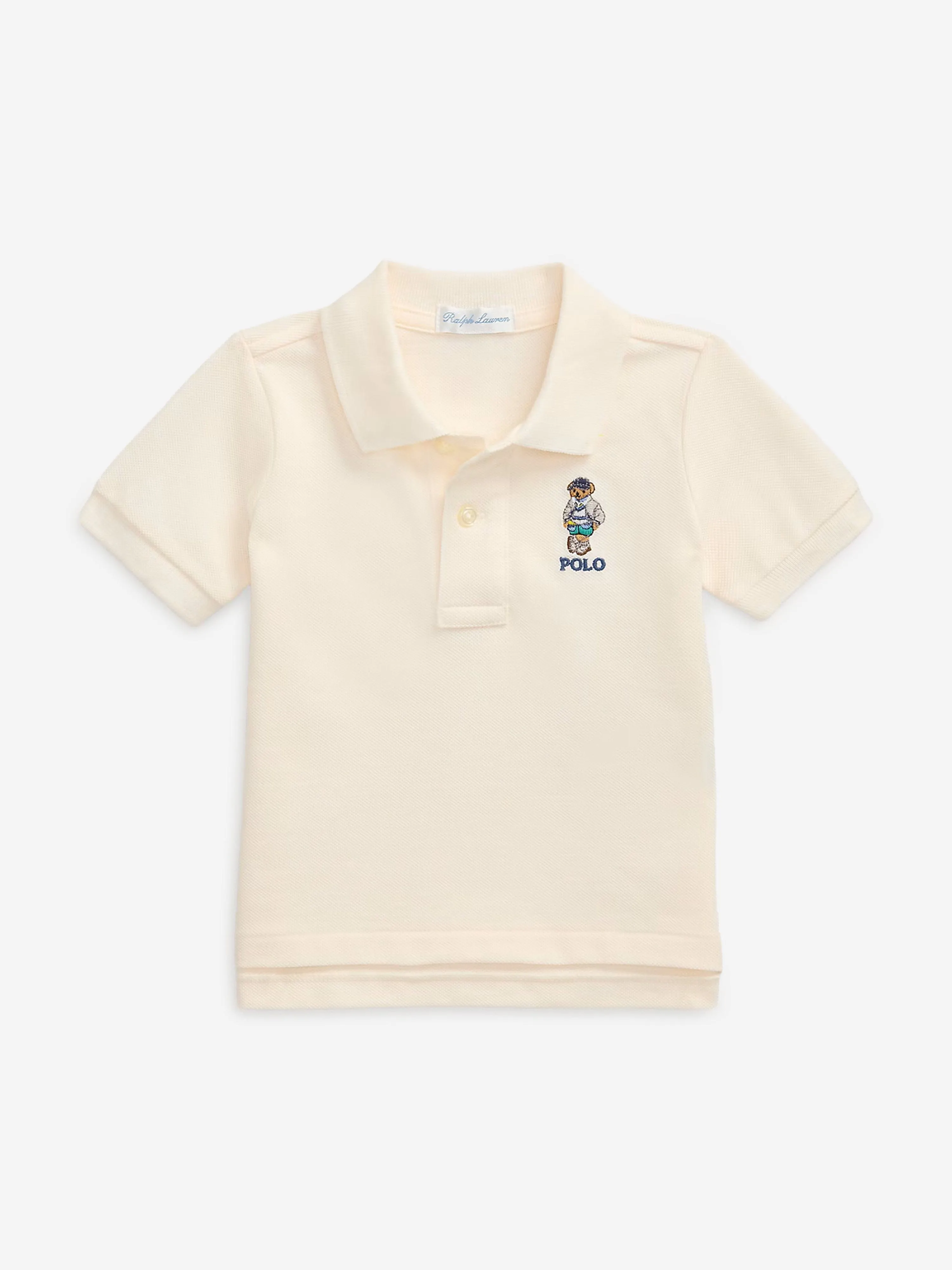 Baby Boys Bear Polo Shirt in Ivory