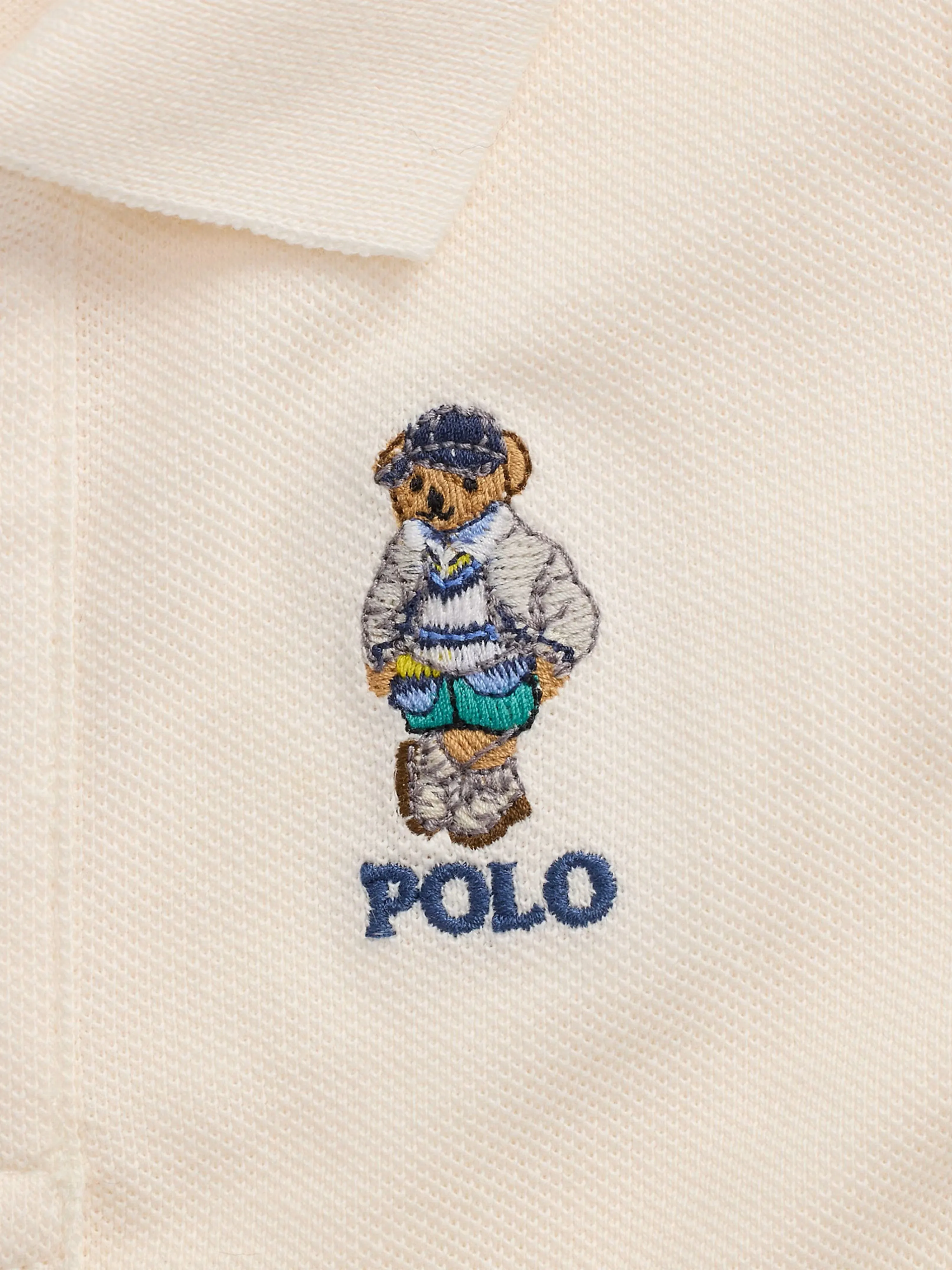 Baby Boys Bear Polo Shirt in Ivory