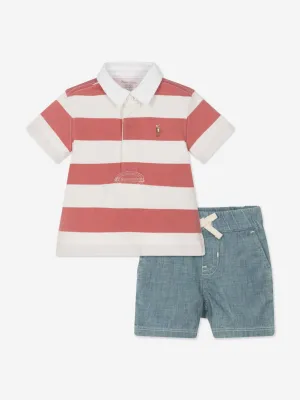Baby Boys Rugby Top and Shorts Set in Multicolour