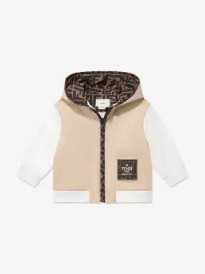Baby Boys Stretch Gabardine Zip Up Top in Beige