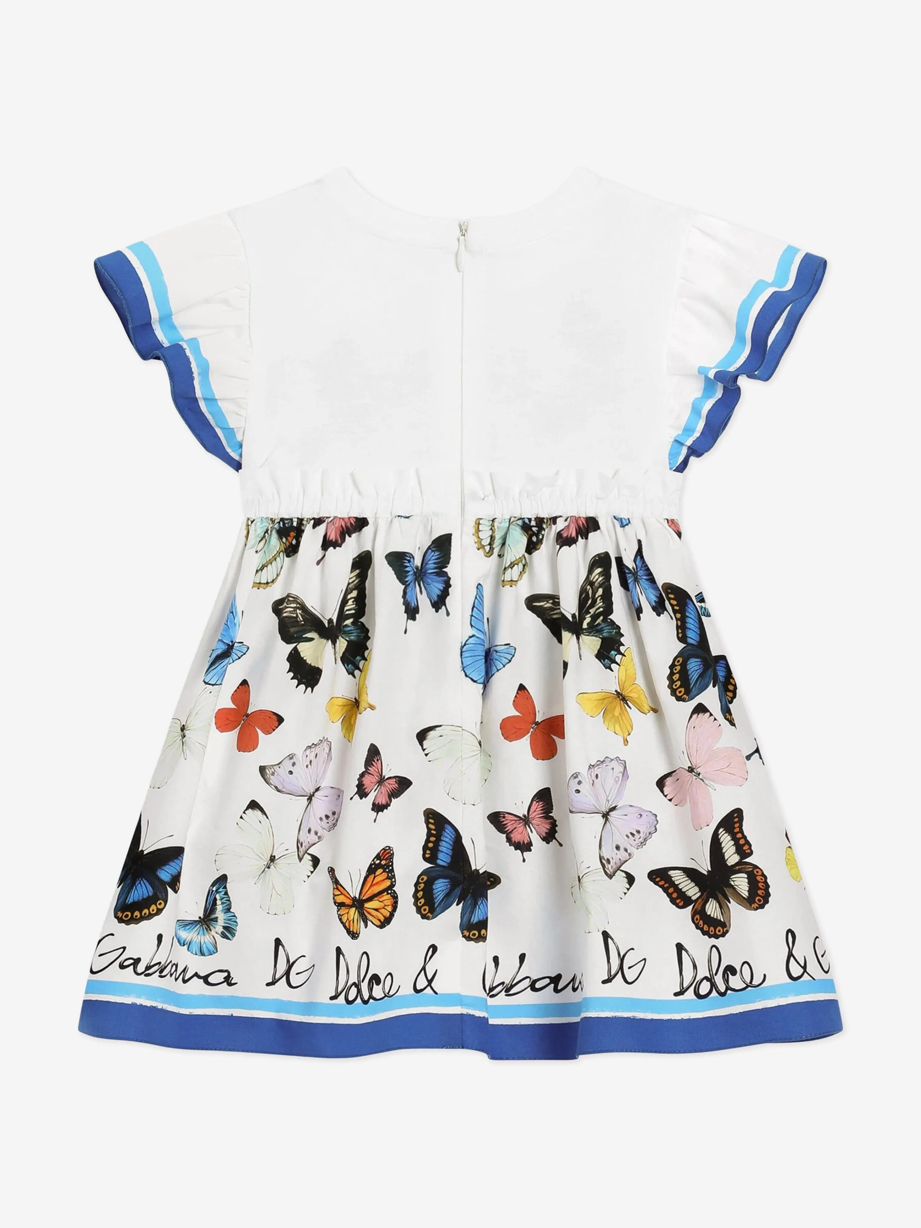 Baby Girls Butterfly Print Dress Set in White