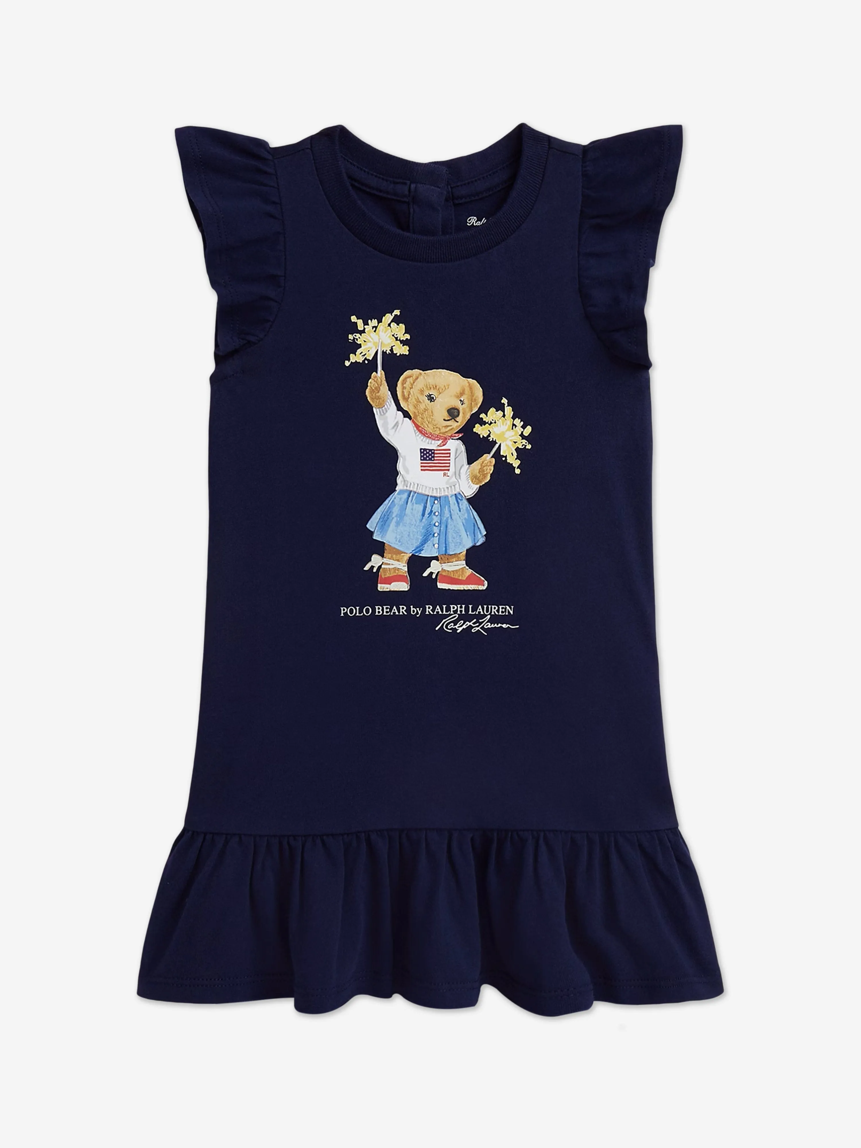 Baby Girls Sparkler Polo Bear Jersey Dress in Navy