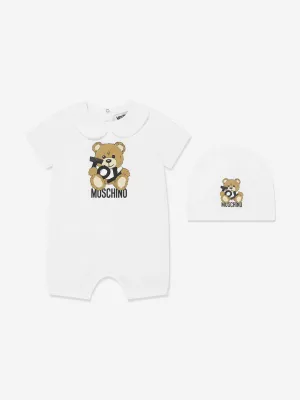 Baby Teddy Bear Romper Set in White