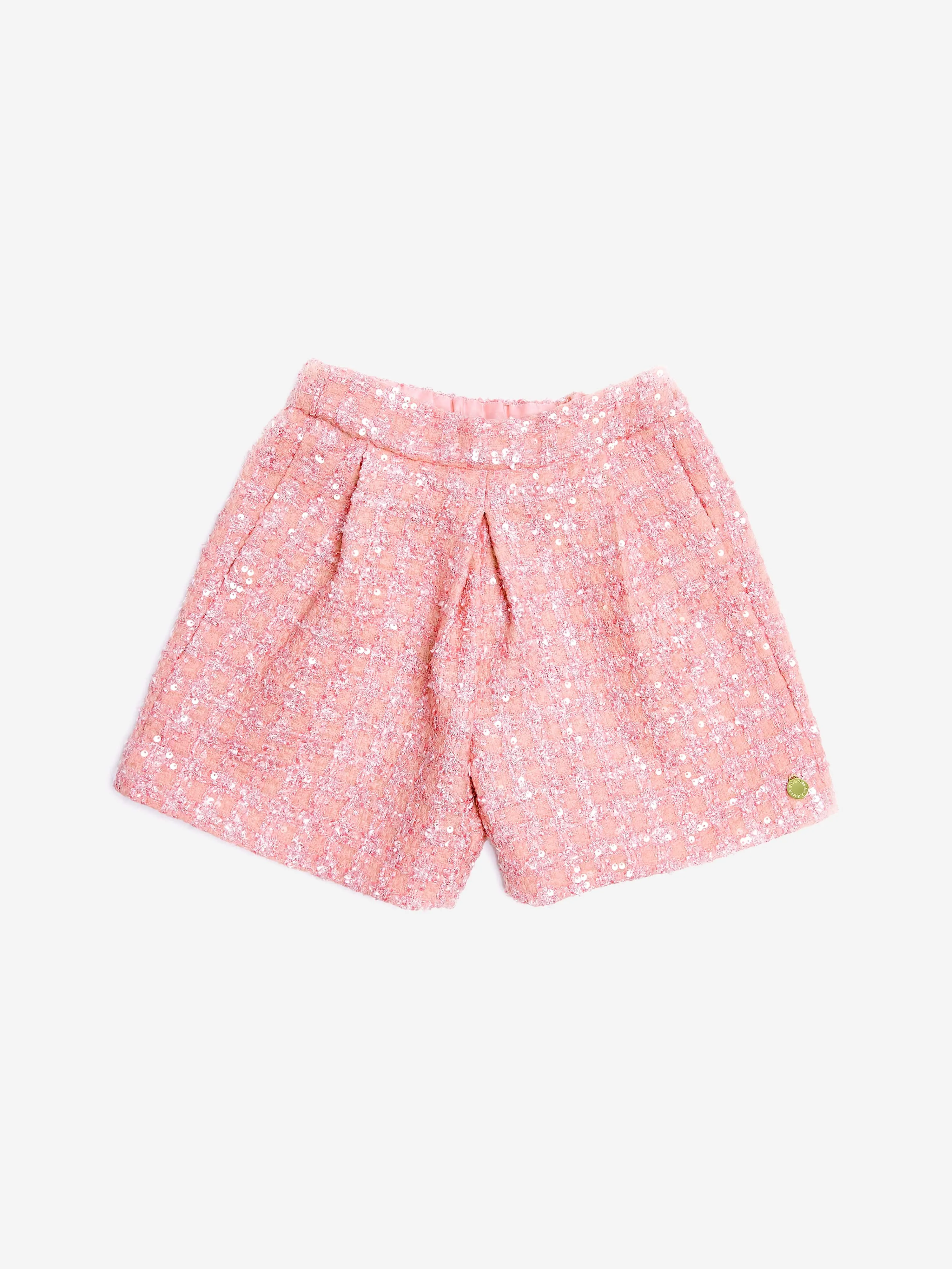 BCBG Girls Tweed Pleated Shorts in Pink