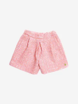 BCBG Girls Tweed Pleated Shorts in Pink