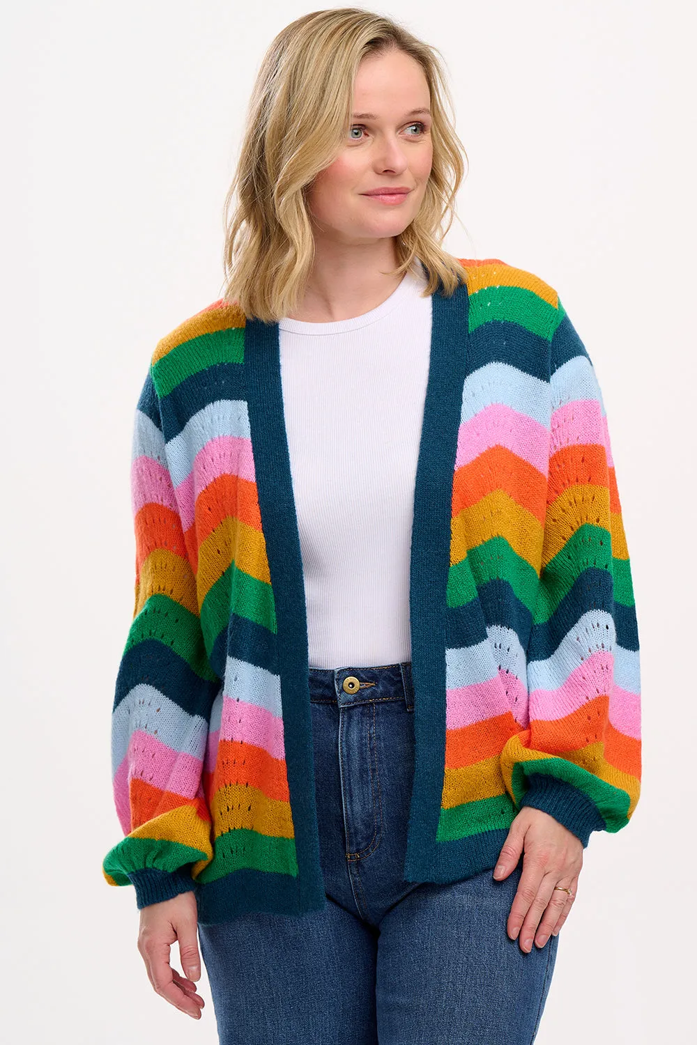 Bella Cardigan - Multi. Rainbow Waves
