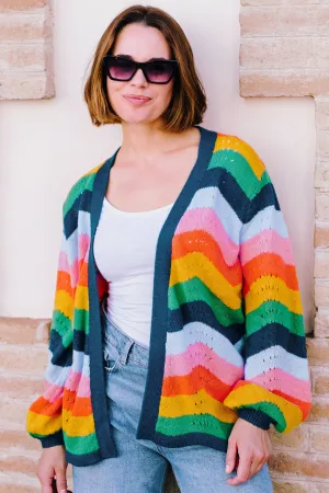 Bella Cardigan - Multi. Rainbow Waves