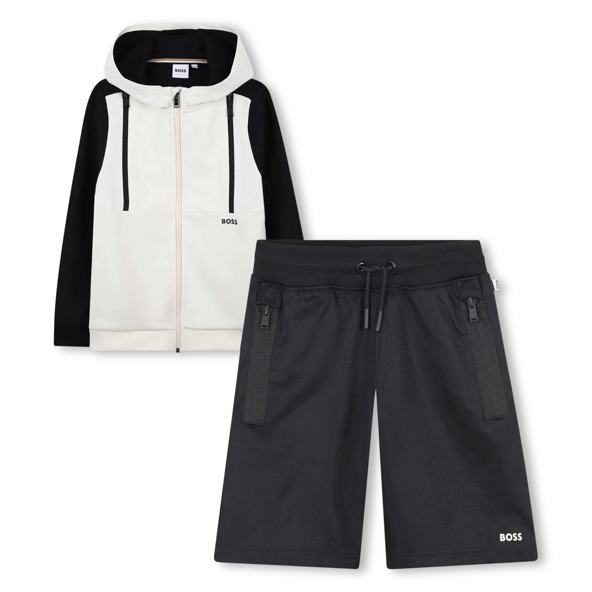 Black and White Workout Shorts Set
