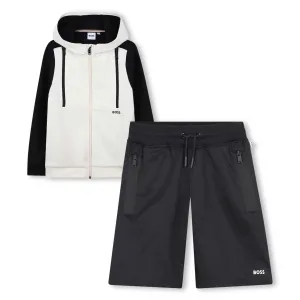 Black and White Workout Shorts Set
