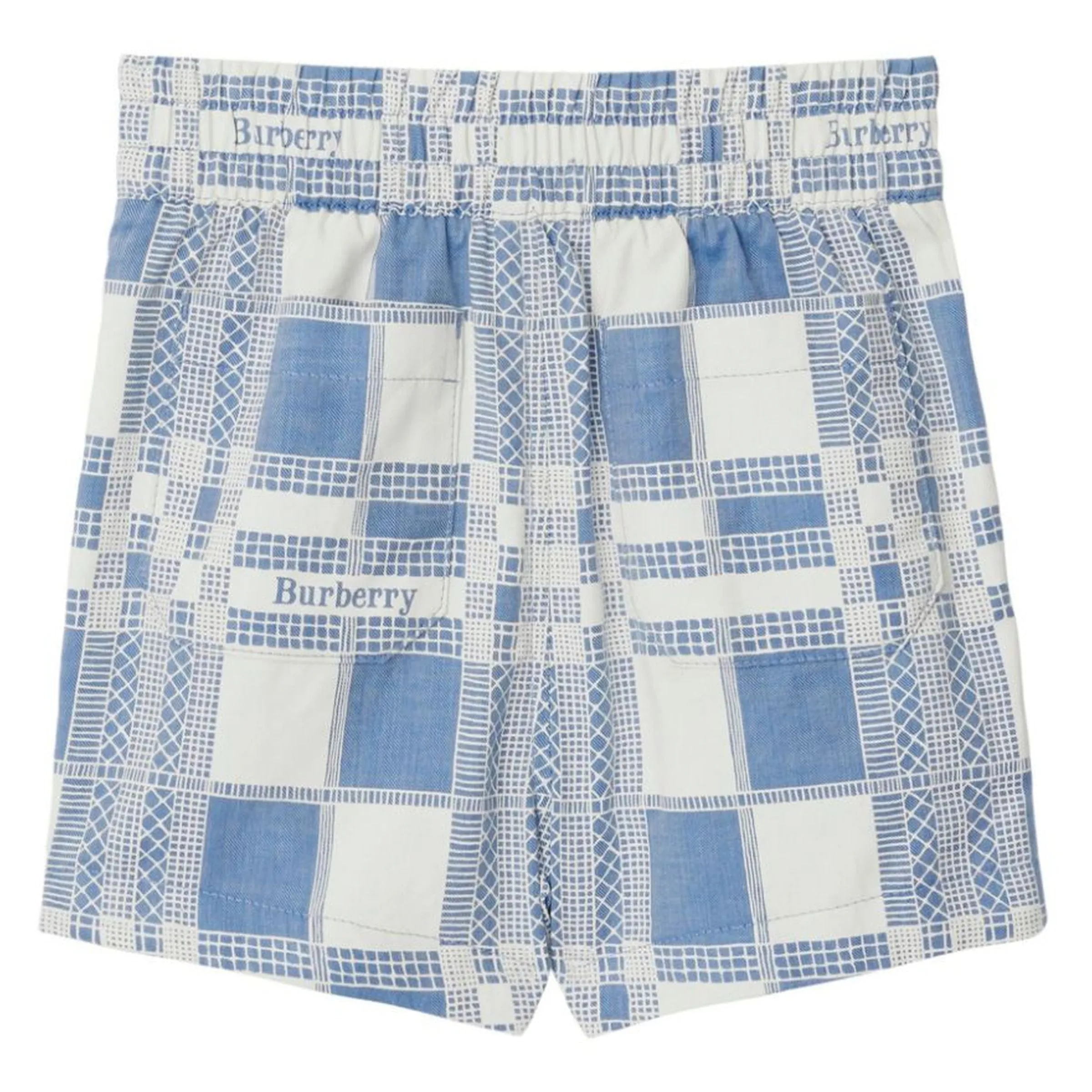 Blue Cotton Check Shorts