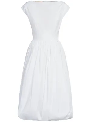 BOAT-NECK COTTON MIDI DRESS