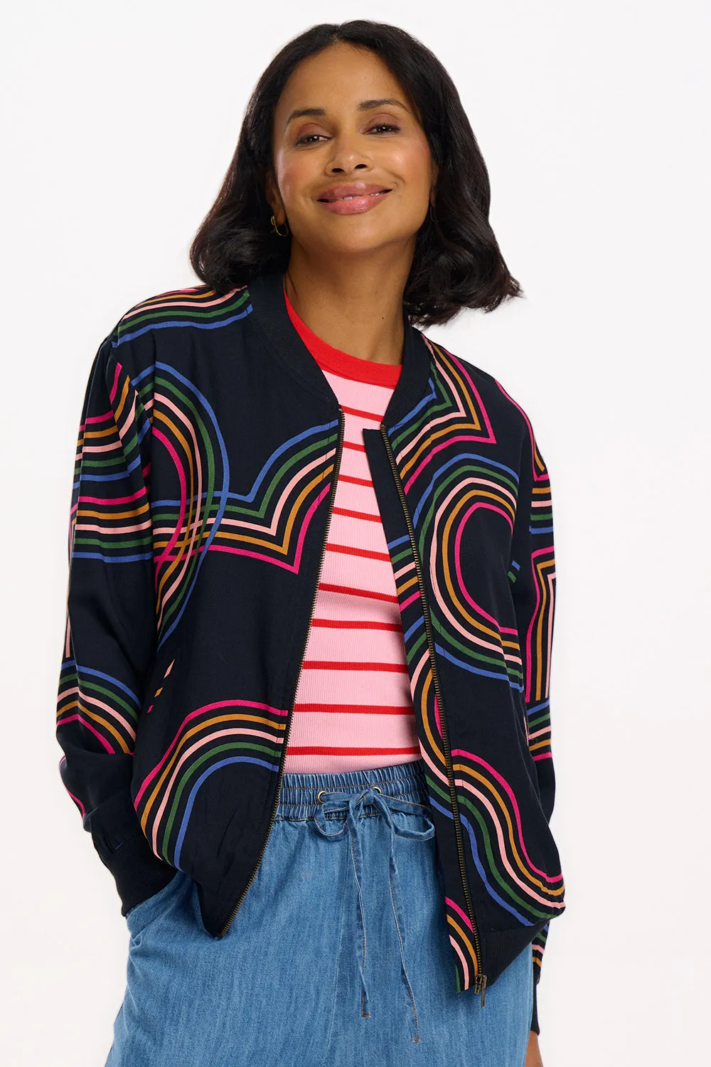 Bobbi Bomber Jacket - Black. Retro Racer