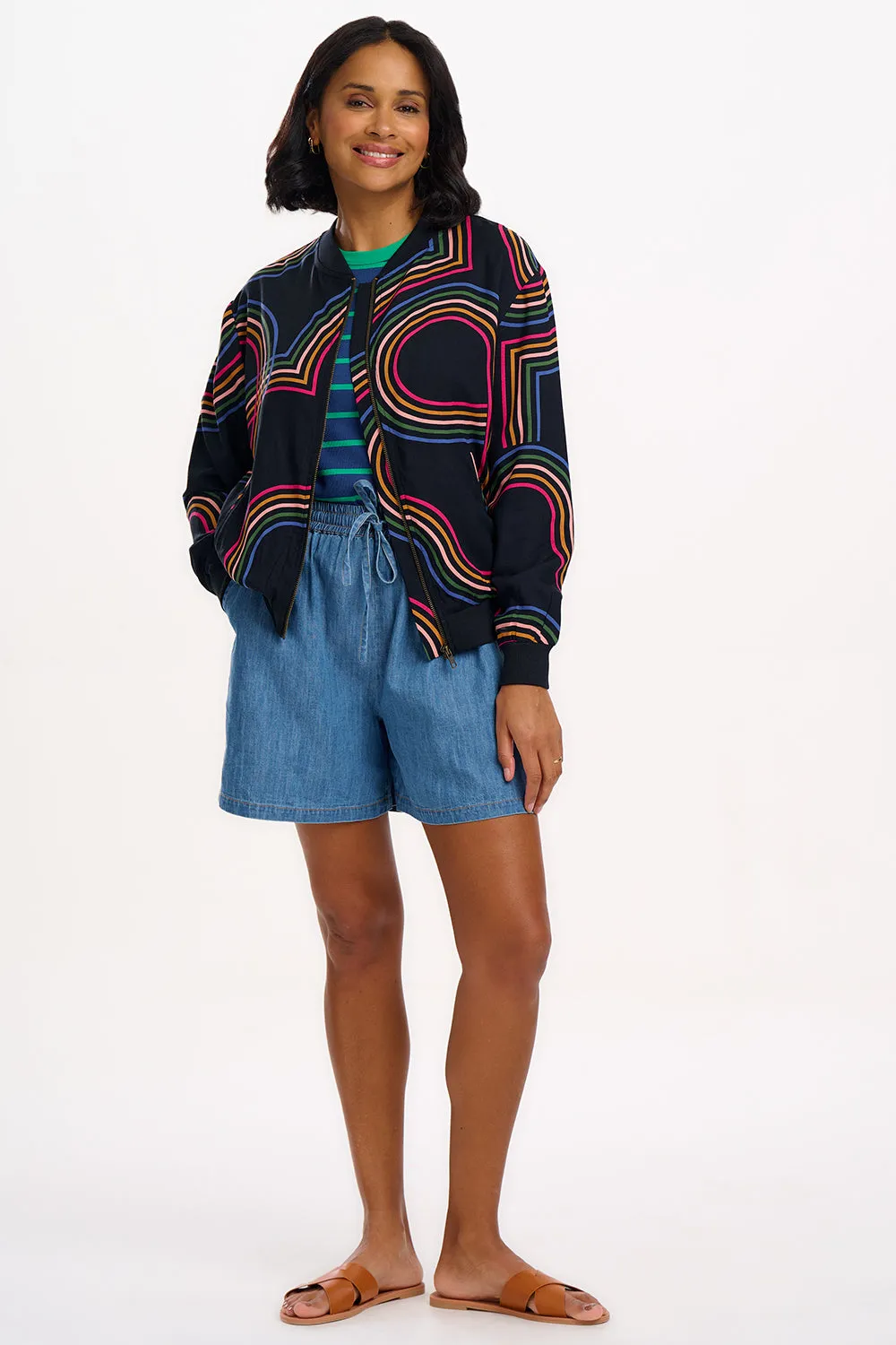 Bobbi Bomber Jacket - Black. Retro Racer