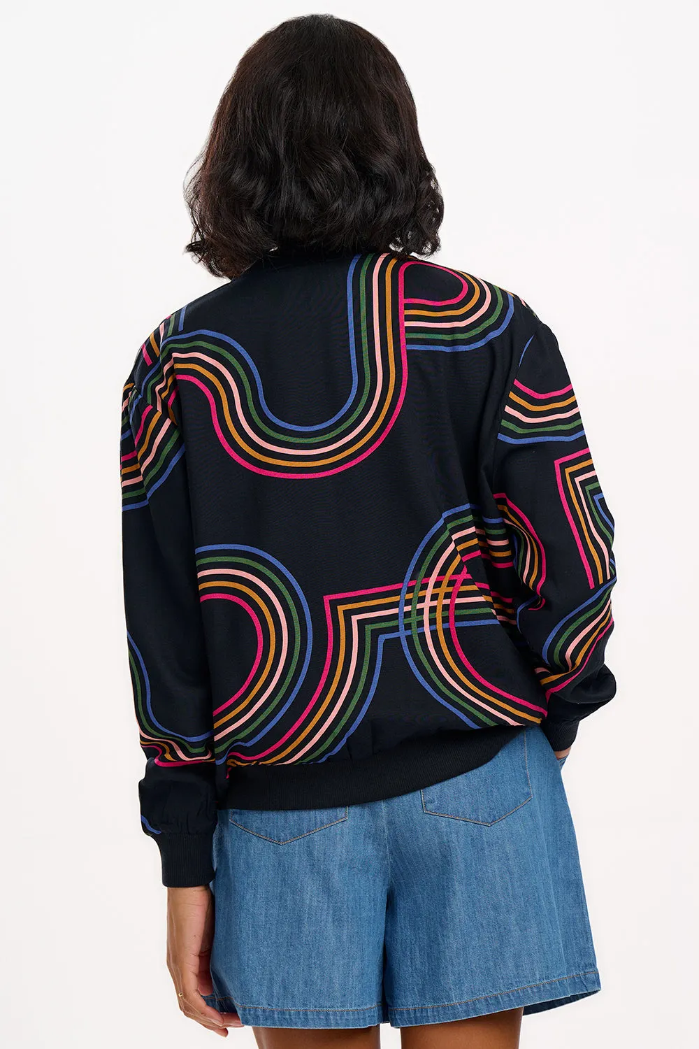 Bobbi Bomber Jacket - Black. Retro Racer