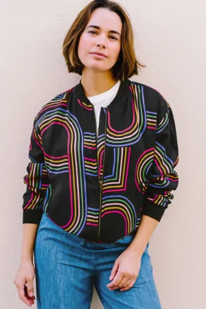 Bobbi Bomber Jacket - Black. Retro Racer