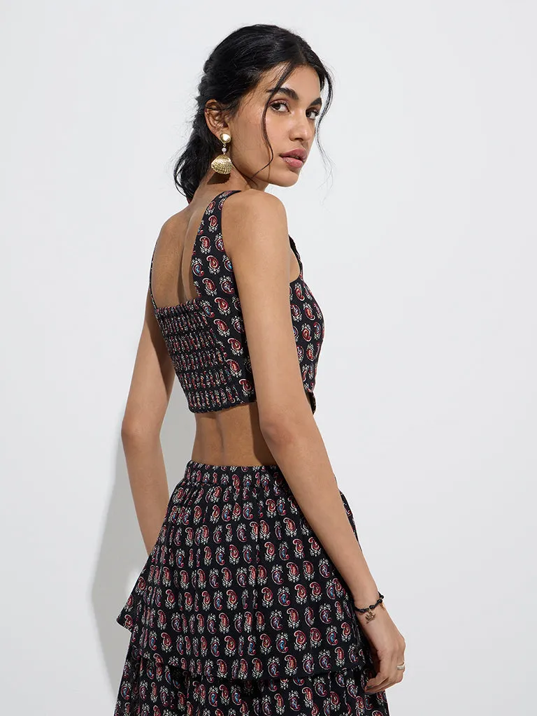 Bombay Paisley Black Paisley Pattern Cotton Top
