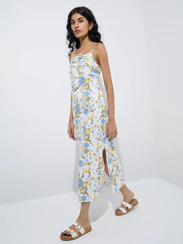 Bombay Paisley White Printed Straight Cotton Dress