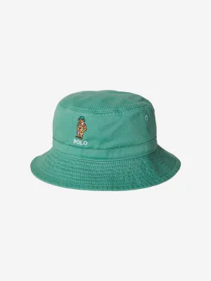 Boys Bear Bucket Hat in Green