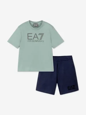 Boys Logo Short Set in Green