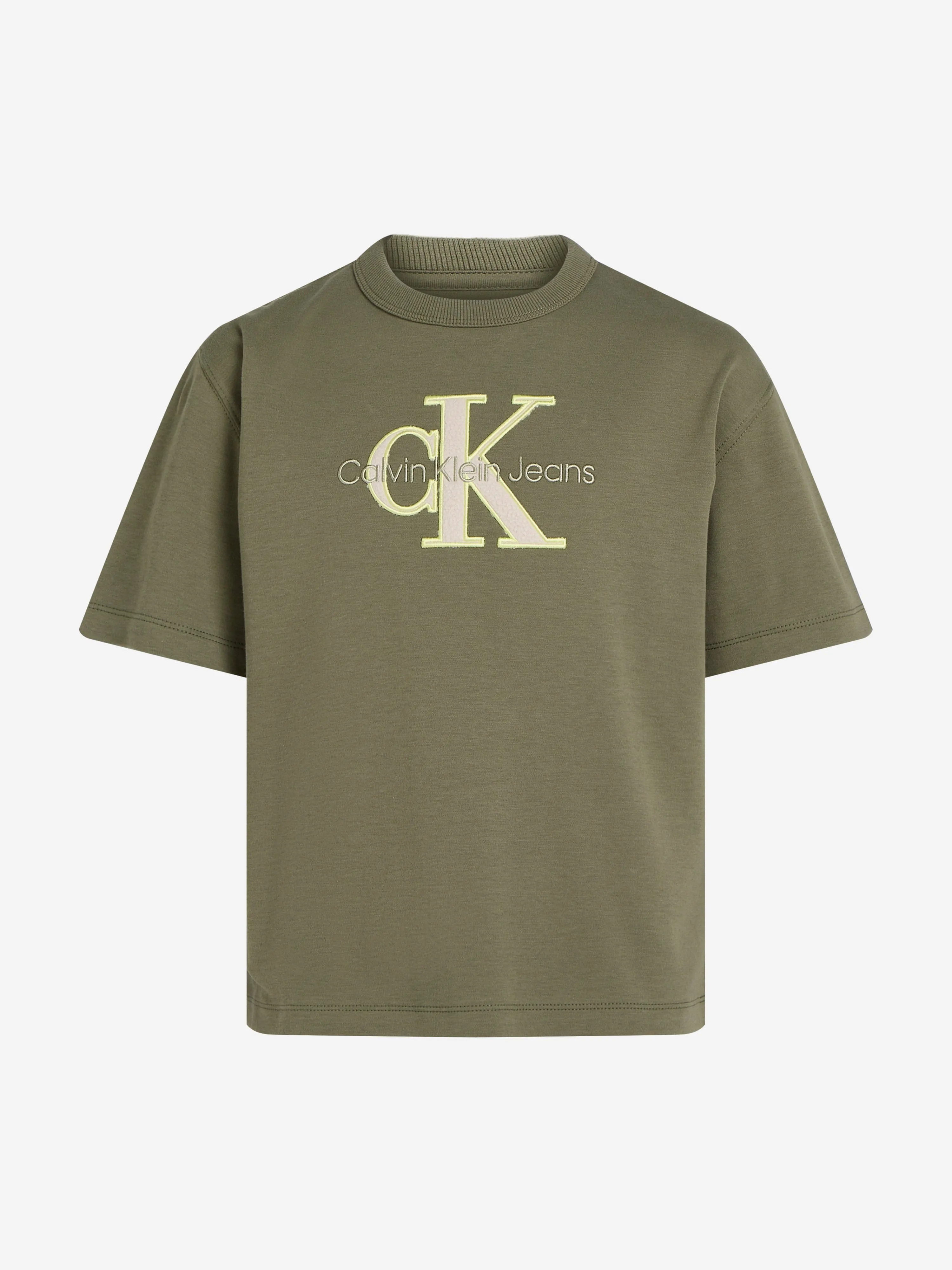 Boys Outlined Fleece Monogram T-Shirt in Green