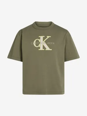 Boys Outlined Fleece Monogram T-Shirt in Green