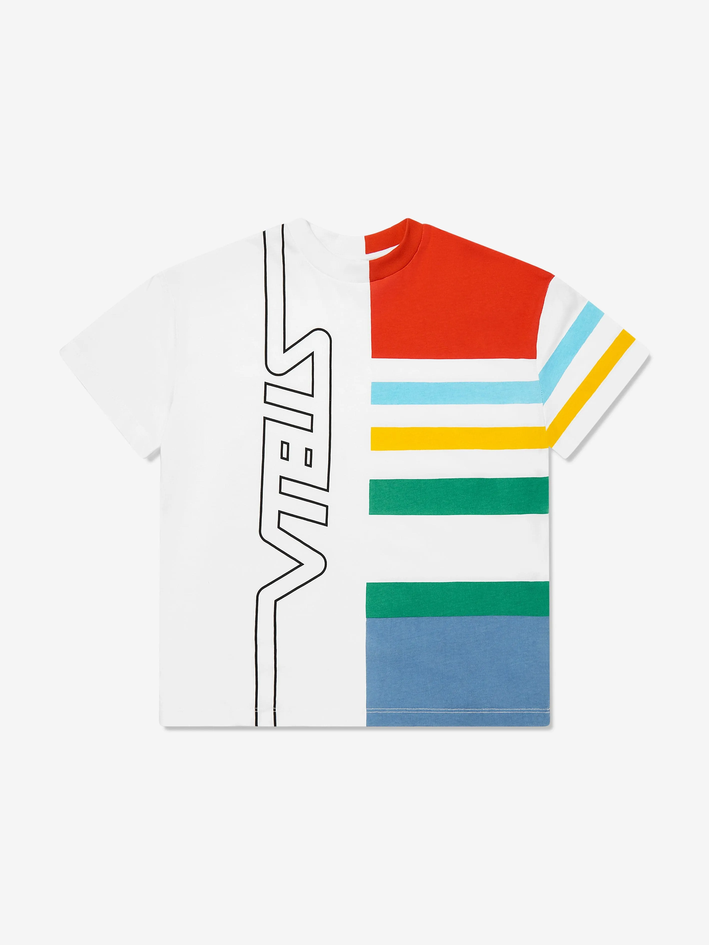 Boys Striped Logo T-Shirt in White