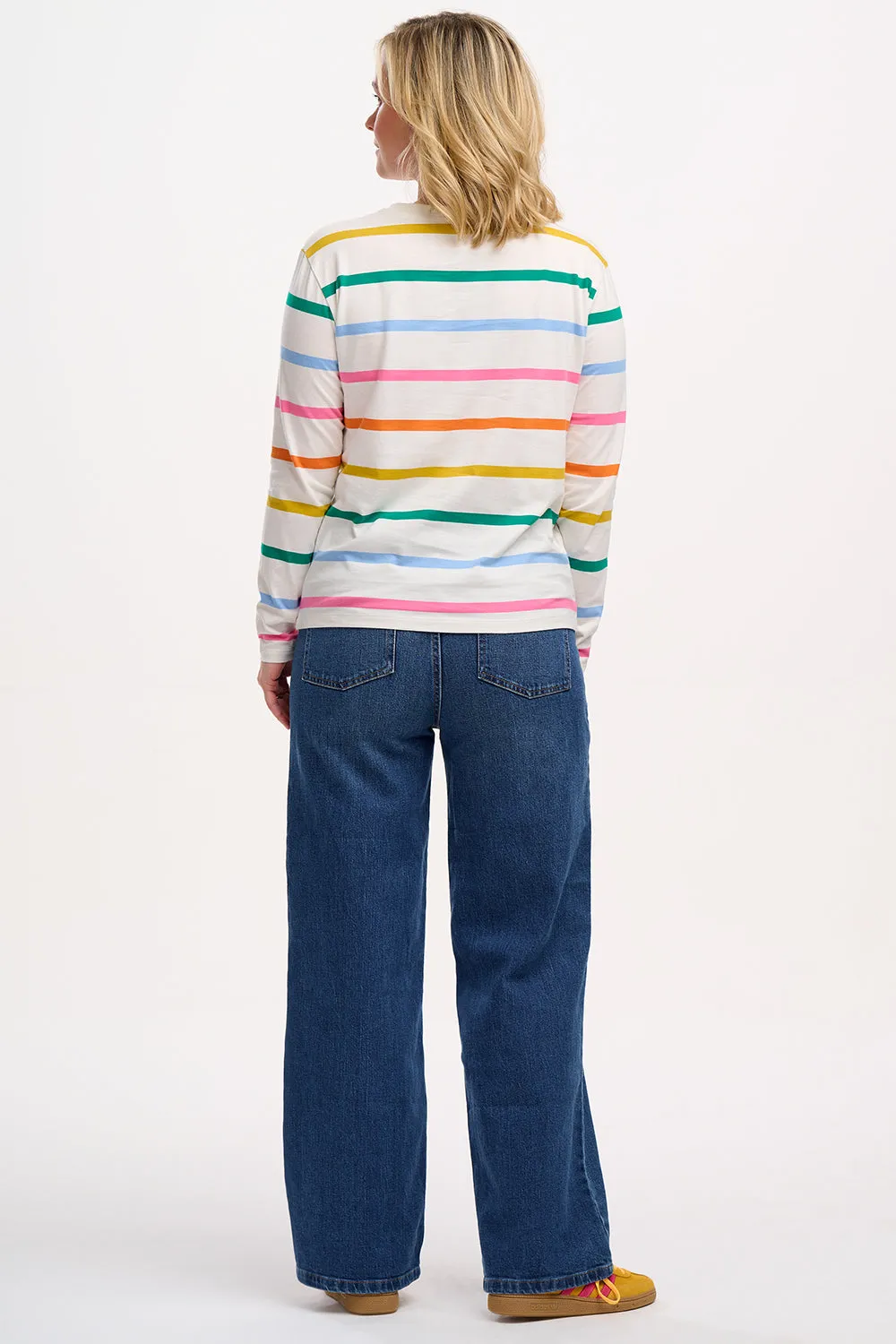 Brunswick Jersey Top - Off-White. Rainbow Stripe