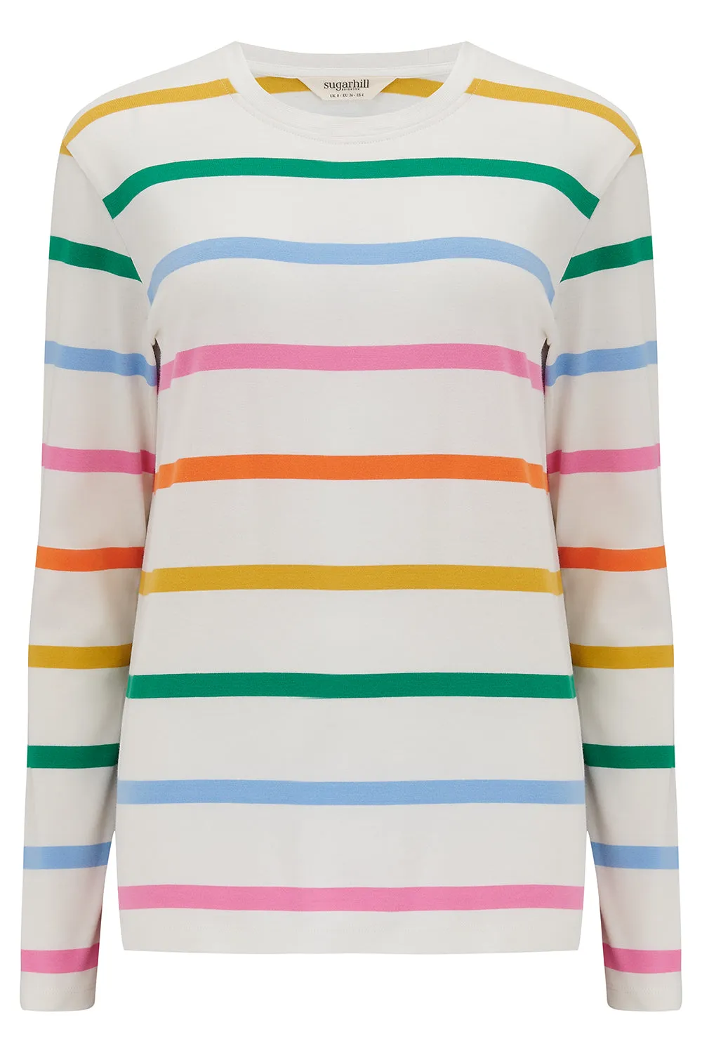 Brunswick Jersey Top - Off-White. Rainbow Stripe