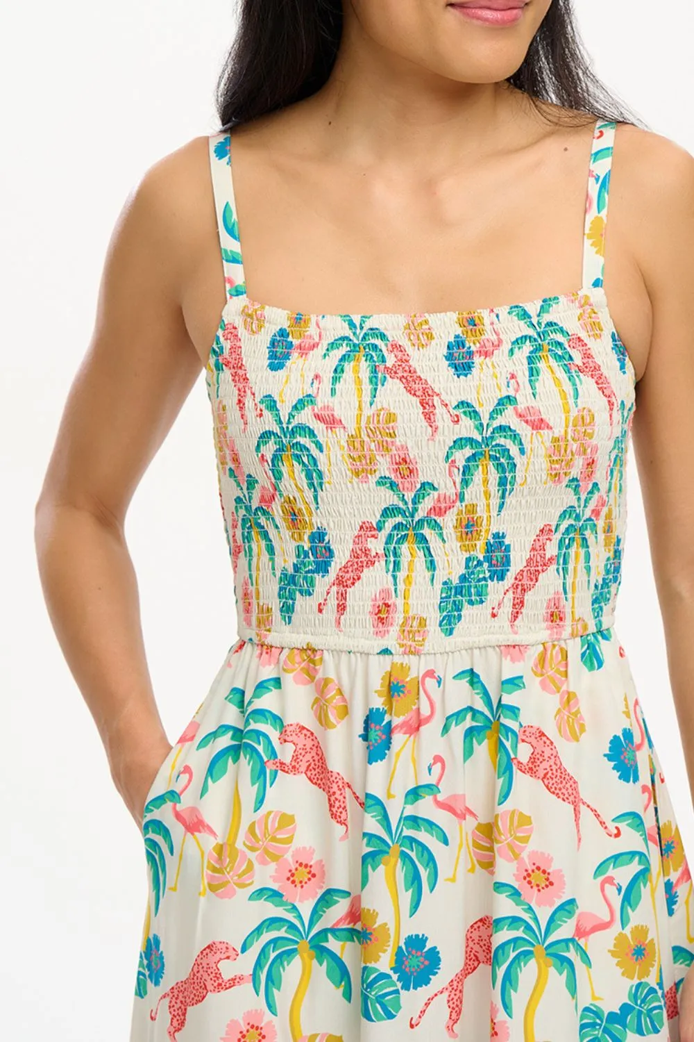 Christabel Sundress - Off-White/Multi. Summer Jungle