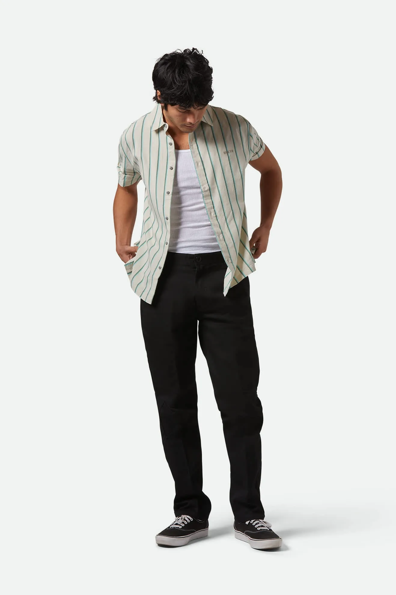 CRU Stripe Relaxed S/S Shirt - Beige/Pine Needle/Aquatic Green