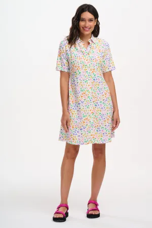 Dessie Shirt Dress - Off-White/Multi. Mottled Leopard