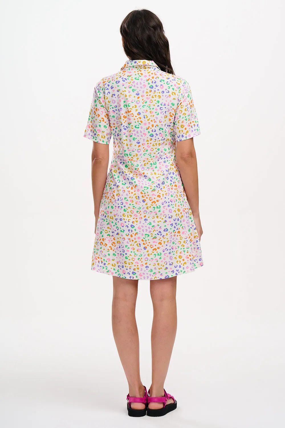 Dessie Shirt Dress - Off-White/Multi. Mottled Leopard