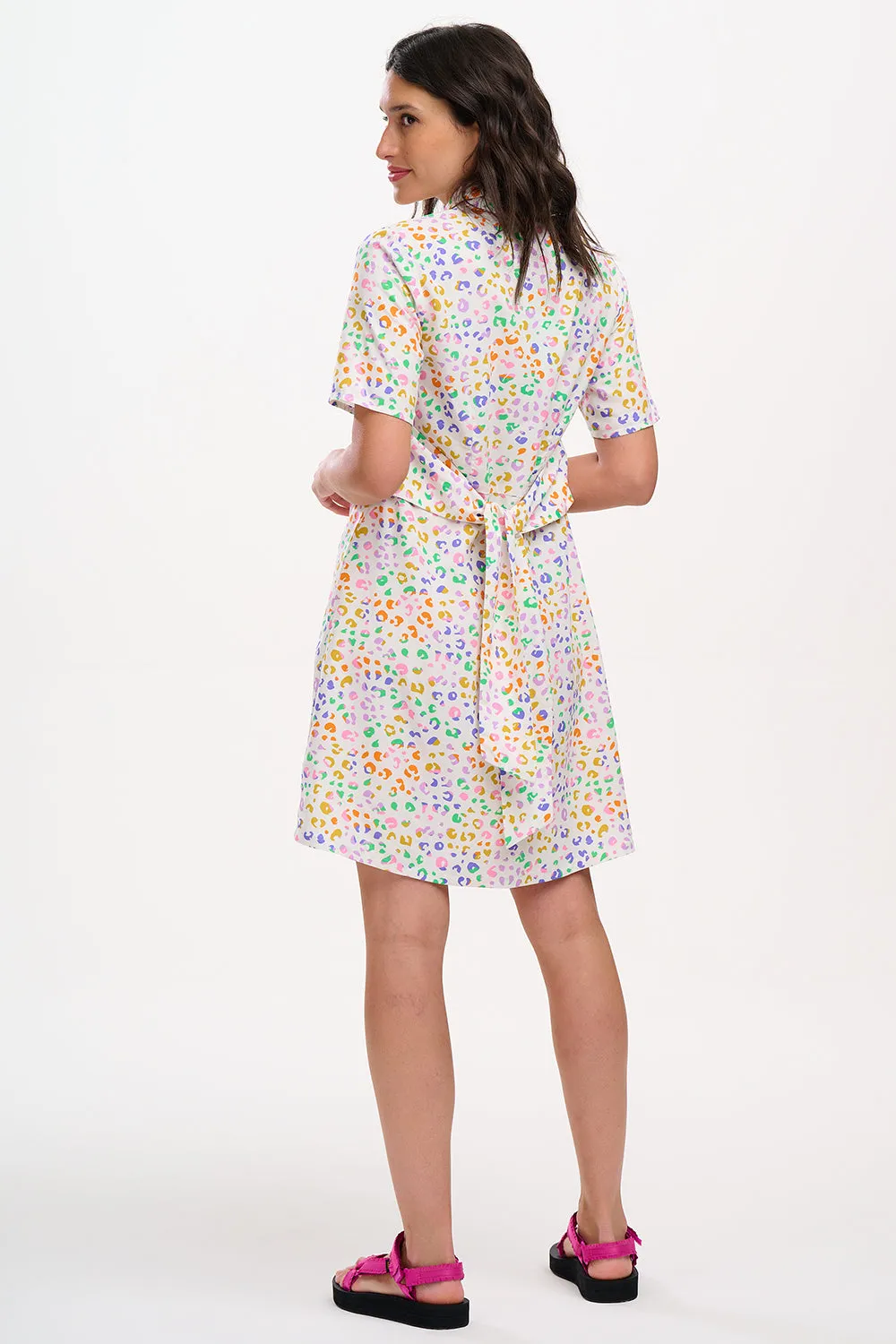 Dessie Shirt Dress - Off-White/Multi. Mottled Leopard