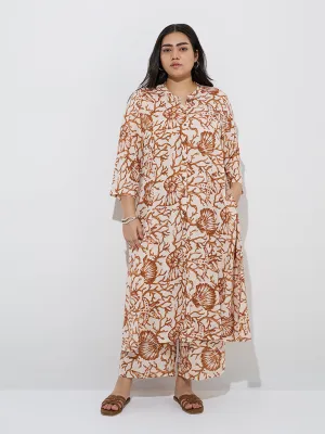 Diza Brown Marine-Themed A-Line Kurta