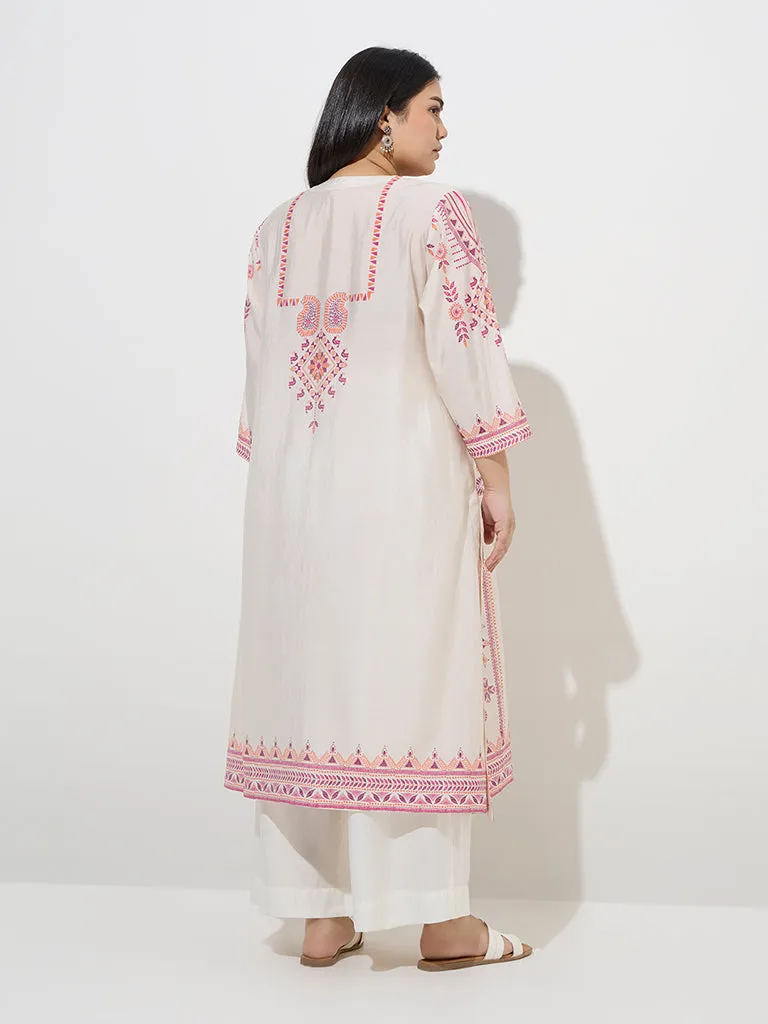 Diza Off-White Abstract Design A-Line Kurta