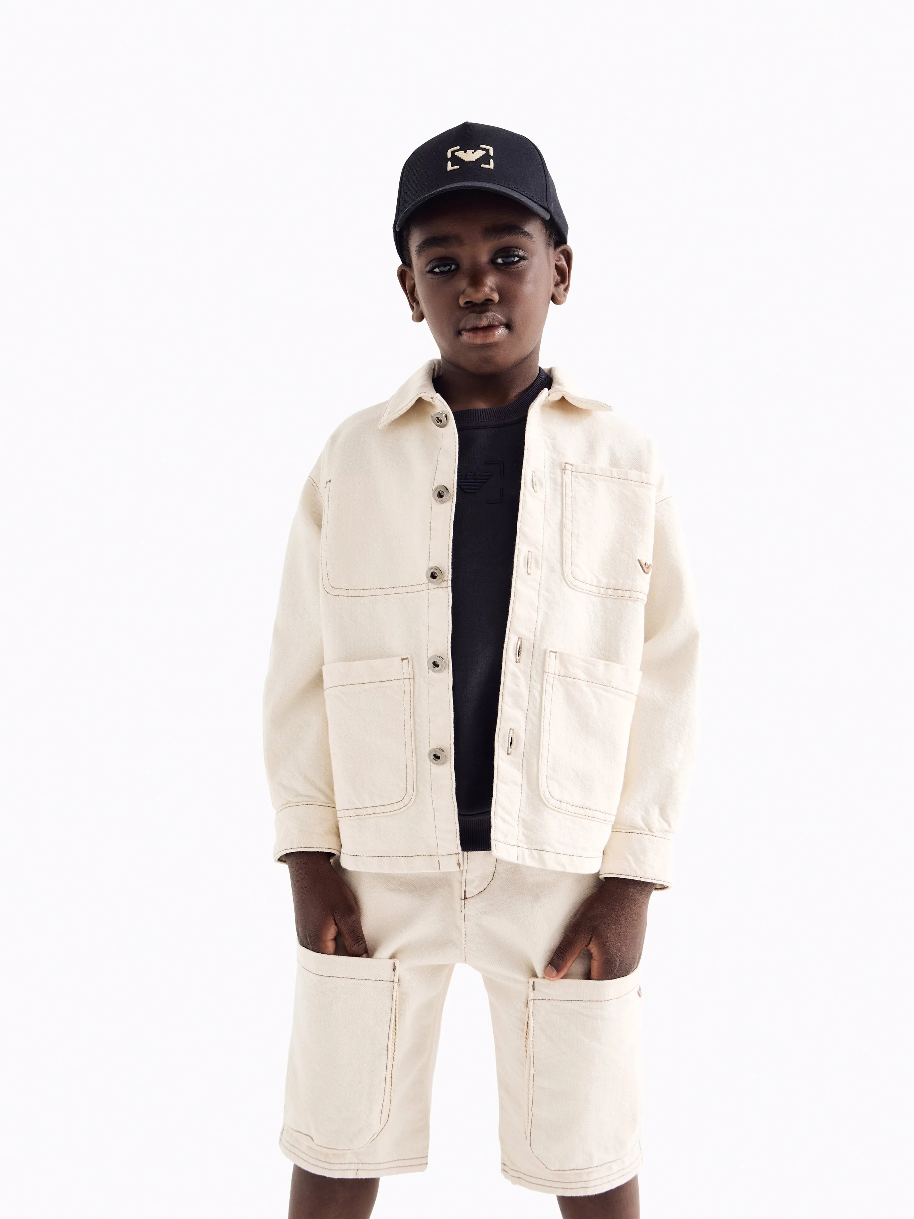 Emporio Armani Boys Cotton Jacket in Beige