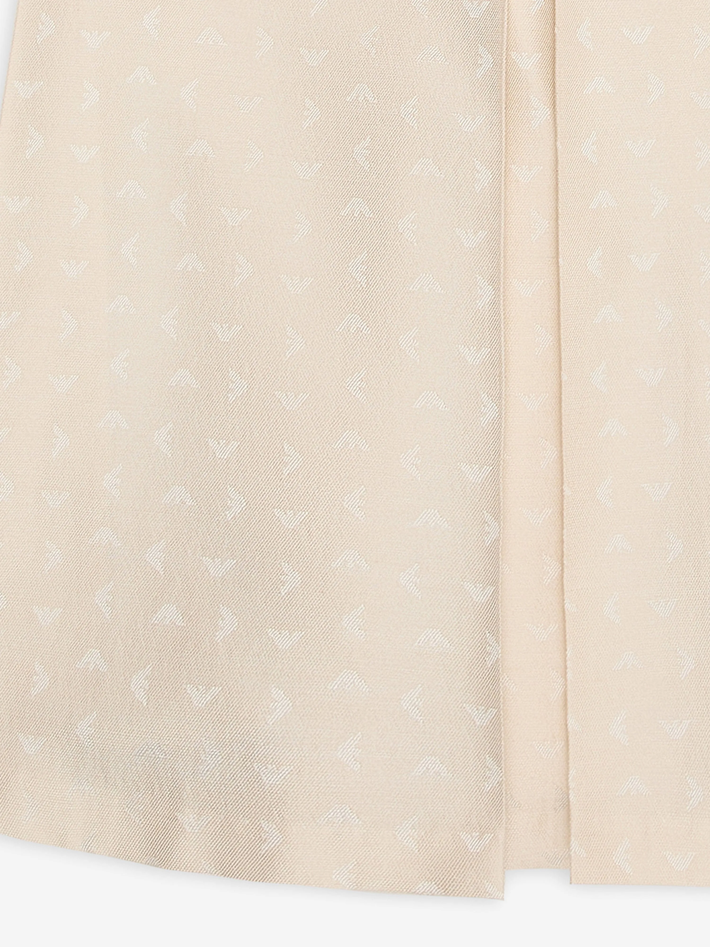 Emporio Armani Girls Logo Dress with Pleat in Beige