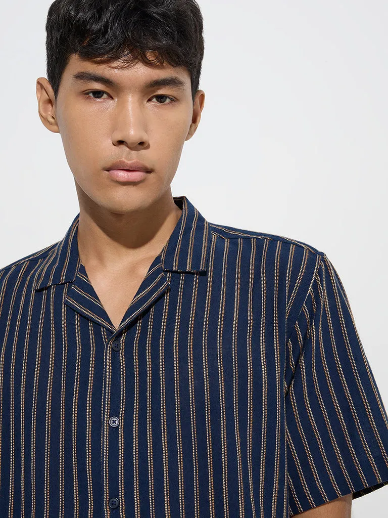 ETA Indigo Striped Relaxed-Fit Cotton Shirt