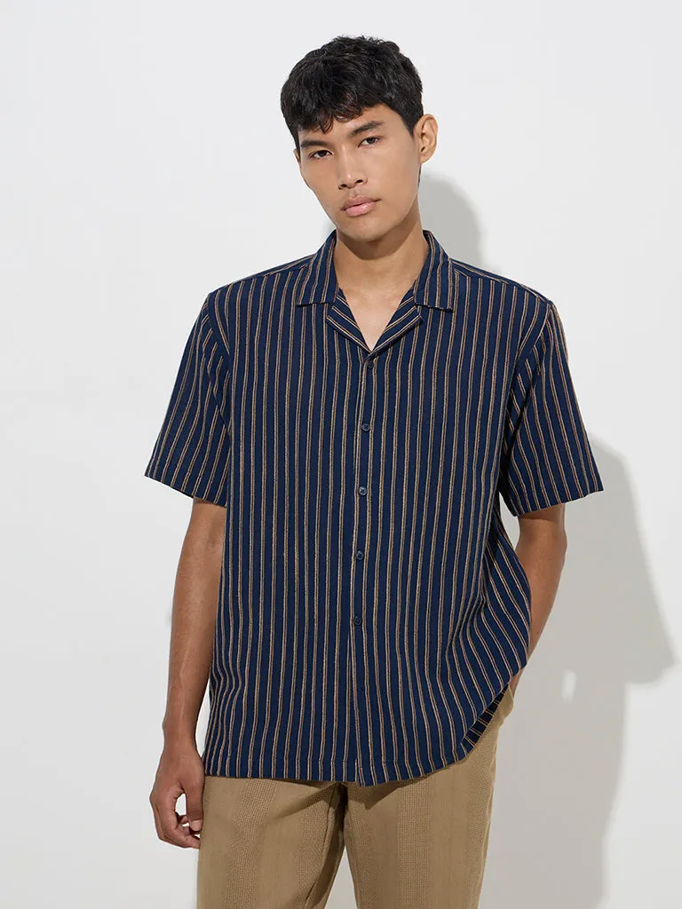 ETA Indigo Striped Relaxed-Fit Cotton Shirt