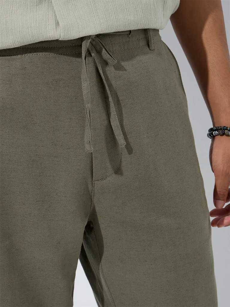 ETA Olive Relaxed-Fit Mid-Rise Cotton-Blend Chinos