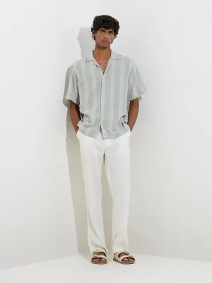 ETA Sage Stripe Printed Relaxed-Fit Cotton Shirt